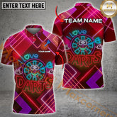 Maxcorners Neon Darts Shirt Glow-in-the-Dark Fun Design Multicolor Options Personalized Name, Team Name 3D Shirt (4 Colors)