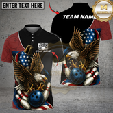 Maxcorners Eagle Bowling Ball American Flag Multicolor Options Personalized Name, Team Name 3D Shirt (4 Colors)