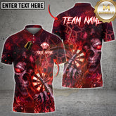 Maxcorners darts shirt with dark skeleton and dartboard lightning design, custom unisex 3D polo for teams