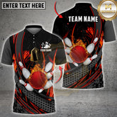 Maxcorners Bowling Fireball Strike Motion Multicolor Options Personalized Name, Team Name 3D Shirt (4 Colors)