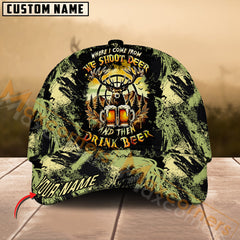 Maxcorners Hunting Hat – Shoot Deer Then Drink Beer Quote Design, Multicolor Options Personalized Name Custom Cap