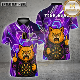 Maxcorners Darts Cat Neon Angry Cat Multicolor Options Personalized Name, Team Name 3D Shirt (4 Colors)