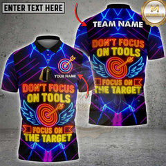 Maxcorners Focus On Target Darts Neon Quote Shirt Personalized Name, Team Name 3D Shirt