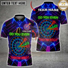 Maxcorners Funny Dartboard Neon Throw Bro Shirt Personalized Name, Team Name 3D Shirt