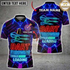 Maxcorners Dart Throwing Skills Loading Neon Shirt Personalized Name, Team Name 3D Shirt