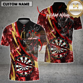 Maxcorners Darts Shirt Samurai Line Gold Premium Fire Dartboard Multicolor Options Personalized Name, Team Name Unisex 3D Shirt (4 Colors)