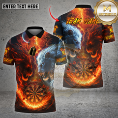 Maxcorners Dart Shirt Lion Fire vs Ice Design Multioptions Personalized Name, Team Name Unisex 3D Shirt (4 Colors)