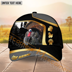 Maxcorners Forest Hunting Black Grey With Line Gold Pattern Design Personalized Name 3D Cap (Deer/Moose/Elk/Turkey/Boar/Duck)