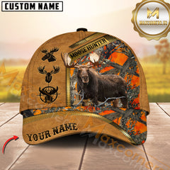 Maxcorners Orange Camo Golden Line Premium Pattern Hunting Personalized Name 3D Cap (Multioption)