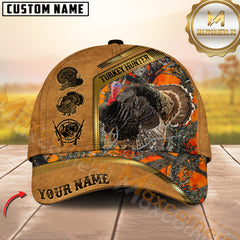 Maxcorners Orange Camo Golden Line Premium Pattern Hunting Personalized Name 3D Cap (Multioption)