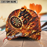 Maxcorners Darts Fire Wolf Flaming Dartboard Multicolor Options Personalized Name 3D Cap (4 Colors)