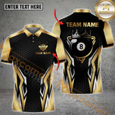 Maxcorners Billiards Shirt – Crown 8 Ball Design, Multicolor Options Personalized Name, Team Name 3D Shirt (4 Colors)