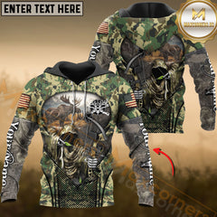 Maxcorners Moose Hunting Hoodie Camo Grim Reaper Bow Hunter Multioptions Custom Name Shirt 3D All Over Printed Clothes
