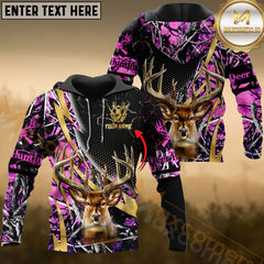 Maxcorners Deer Hunting Hoodie Purple Camo Bold Antlers Multioptions Custom Name Shirt 3D All Over Printed Clothes