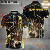 Maxcorners Bowling Strike Explosion Lightning Multicolor Options Personalized Name, Team Name 3D Shirt (4 Colors)