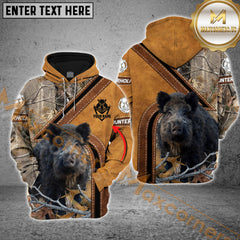 Maxcorners Boar Hunting Hoodie Leather Strap Camo Multioptions Custom Name Shirt 3D All Over Printed Clothes