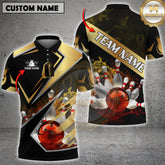 Maxcorners Bowling Shirt Striking Ball & Pins Design Multicolor Options Personalized Name, Team Name 3D Shirt (4 Colors)