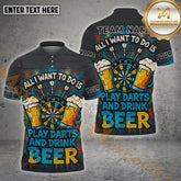 Maxcorners All I Want Is Beer & Darts Multicolor Options Personalized Name, Team Name 3D Shirt (4 Colors)