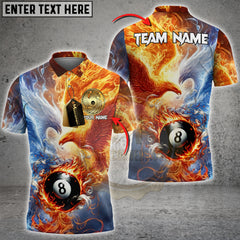 Maxcorners Billiards 8 Ball Phoenix Fire & Ice Personalized Name, Team Name 3D Shirt