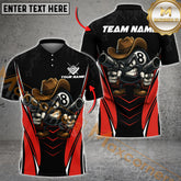 Maxcorners Billiards Cowboy Shirt 8 Ball Cartoon Style Multicolor Options Personalized Name, Team Name 3D Shirt (4 Colors)