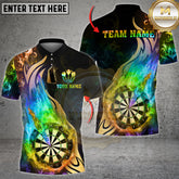 Maxcorners Golden Rainbow Flame Dartboard Multicolor Options Personalized Name, Team Name 3D Shirt (4 Colors)
