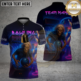 Maxcorners Bowling Skeleton Arcade Neon Red Multicolor Options Personalized Name, Team Name 3D Shirt (4 Colors)