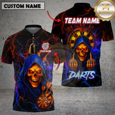 Maxcorners Darts Shirt Grim Reaper Neon Lightning Multicolor Options Personalized Name, Team Name 3D Shirt (4 Colors)