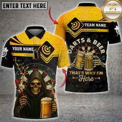 Maxcorners Darts Shirt Grim Reaper Beer Style Personalized Name, Team Name 3D Shirt