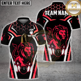 Maxcorners Bowling Lion Power Multicolor Options Personalized Name, Team Name 3D Shirt (4 Colors)