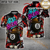 Maxcorners Billiard God Bless Street Style Multicolor Options Personalized Name, Team Name 3D Shirt (4 Colors)