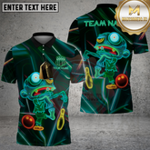 Maxcorners Zombie Bowling Neon Glow Multicolor Options Personalized Name, Team Name 3D Shirt (4 Colors)