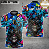 Maxcorners Dart Cartoon Wolf Graffiti Multicolor Options Personalized Name, Team Name 3D Shirt (4 Colors)