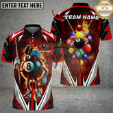 Maxcorners Billiards Shirt 8 Ball Flame Cartoon Multicolor Options Personalized Name, Team Name 3D Shirt (4 Colors)