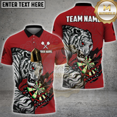 Maxcorners White Tiger Dart Shirt Wild Animal Graphic Multicolor Options Personalized Name, Team Name 3D Shirt (4 Colors)