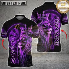 Maxcorners Darts Shirt Lion King Crown Gold Multioptions Personalized Name, Team Name Unisex 3D Shirt (4 Colors)