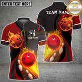 Maxcorners Bowling Ball Fiery Flames Multicolor Options Personalized Name, Team Name 3D Shirt (4 Colors)