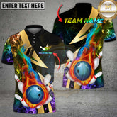 Maxcorners Bowling Shirt Colorful Flame Strike Explosion Multicolor Options Personalized Name, Team Name 3D Shirt (4 Colors)