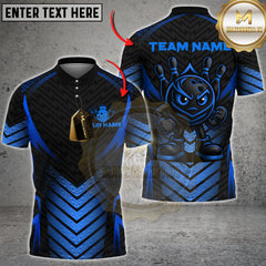 Maxcorners Bowling Shirt Angry Ball Black Carbon Pattern Multioptions Personalized Name, Team Name Unisex 3D Shirt (4 Colors)