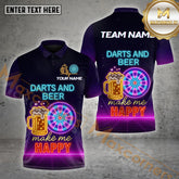 Maxcorners Darts and Beer Neon Vibes Multicolor Options Personalized Name, Team Name 3D Shirt (4 Colors)