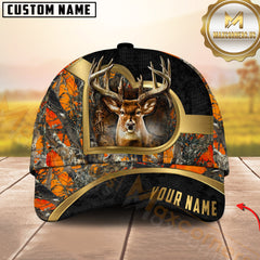 Maxcorners Golden Deer Hunting Camo Multicolor Options Personalized Name 3D Cap