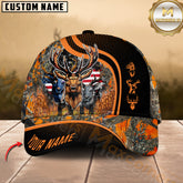 Maxcorners Deer Hunting Forest Camo American Flag Multicolor Options Personalized Name 3D Cap