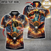 Maxcorners Darts Jersey American Liberty Eagle Fire Design Multicolor Options Personalized Name, Team Name 3D Shirt (4 Colors)