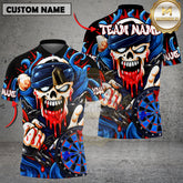 Maxcorners Darts Shirt Skull Chains Zombie Blood Multicolor Options Personalized Name, Team Name Unisex 3D Shirt (4 Colors)