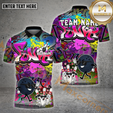 Maxcorners Bowling Shirt Funky Black Ball Graffiti Love Scene Multicolor Options Personalized Name, Team Name 3D Shirt (4 Colors)