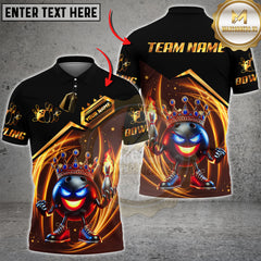 Maxcorners Bowling Shirt Crown Flame Ball Black Gold Lightning Multioptions Personalized Name, Team Name Unisex 3D Shirt (4 Colors)