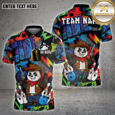 Maxcorners Bowling Shirt Panda Cowboy Sheriff Multicolor Options Personalized Name, Team Name 3D Shirt (4 Colors)