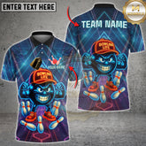 Maxcorners Neon Bowling Life Cartoon Ball With Pins Multicolor Options Personalized Name, Team Name 3D Shirt (4 Colors)