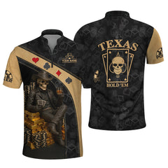 Maxcorners Texas Hold'em Poker Shirt, Skeleton Playing Poker Gifts For Poker LoversLM1009