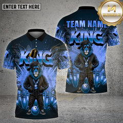 Maxcorners Bowling Shirt Lion King Streetwear Gold Crown Multioptions Personalized Name, Team Name Unisex 3D Shirt