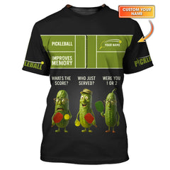 Maxcorners Funny Pickleball Shirts, Men's Custom Name Pickleball Improves Memory Polos, Gift For Pickleball Players LM0509